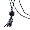 thumbnail image 2 of Eosunjian Faux Crystal Necklace Knotted Beaded Long Tassel Shiny All Match Good Gloss Women Long Pendant Sweater Necklace Jewelry Gift Navy Blue, 2 of 13