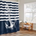 thumbnail image 6 of Coastal Anchor Shower Curtains for Bathroom, Seafaring Navy Blue Nautical Anchorage White Stripes Washable Fabric Shower Curtain with Hooks Waterproof Bathroom Decor Sets, 72 x 78 Inches, 6 of 9
