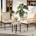 thumbnail image 2 of Qinaqin 3 Piece Outdoor Patio Furniture Set All cm de Anchoeather Rattan Bistro con Vidrio Top Side Mesa Cushions All- Balcony para Porch Backyard Lawn, 2 of 7