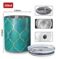 thumbnail image 4 of 12oz Coffee Tumblers Teal and Gold Geometric Lattice Pattern Stainless Steel Vacuum Insulated Travel Tumbler Coffee Cups Mug with Lid and Straw with Cleaning Brush for Cold & Hot Drinks, 4 of 5