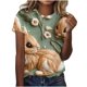 thumbnail image 1 of Tops de Ajuste Suelto para las Mujeres Sudadera Casual Impresa Manga Corta Cuello Redondo Superior, Poliéster, 1 of 5