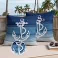 thumbnail image 3 of Nautical Anchor Navy Blue Outdoor Pillow Covers 24x24 Set of 2,Waterproof Patio Throw Pillowcase Protectors,Coastal Ocean Ombre Striped Decorative Pillow Shams Cushion Covers for Seat Bed Couch Sofa, 3 of 8