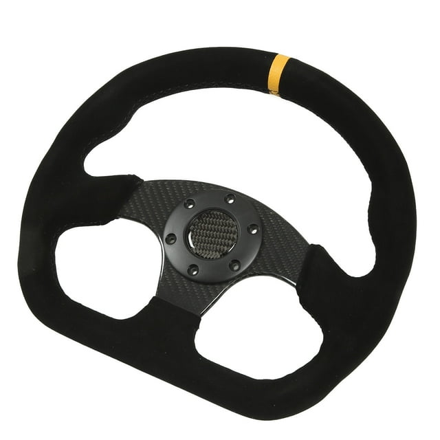 Suede Steering Wheel,Car Steering Wheel Black Universal Steering Wheel Holes Steering Wheel High-End Performance