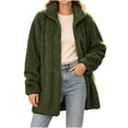 thumbnail image 4 of Smsaxvxz Womens Oversized Jacket Fuzzy Fleece Zip Up Jackets Comfy Soft Long Sleeve Warm Winter Coats Army Green M, 4 of 9