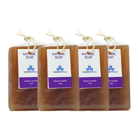 Lavender Aloe Vera Soap, 100g Bar, 4 Pack, Natural Moisturizing & Cleansing Formula, Gentle on Skin