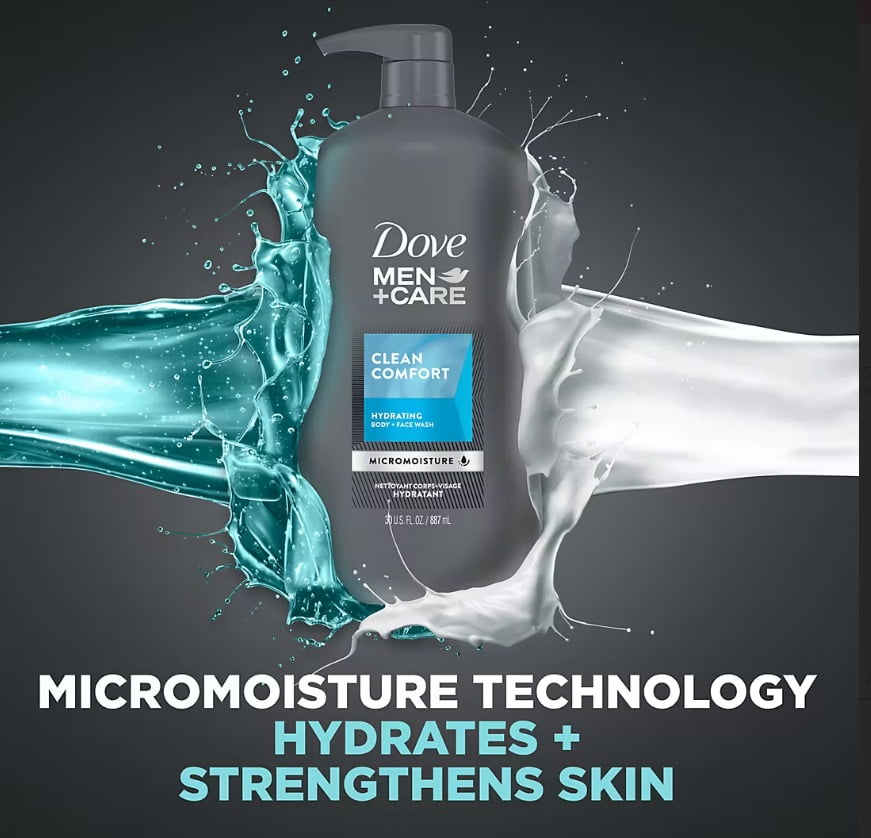 Dove Men+Care Clean Comfort Body & Face Wash, 2 pk./30 oz.