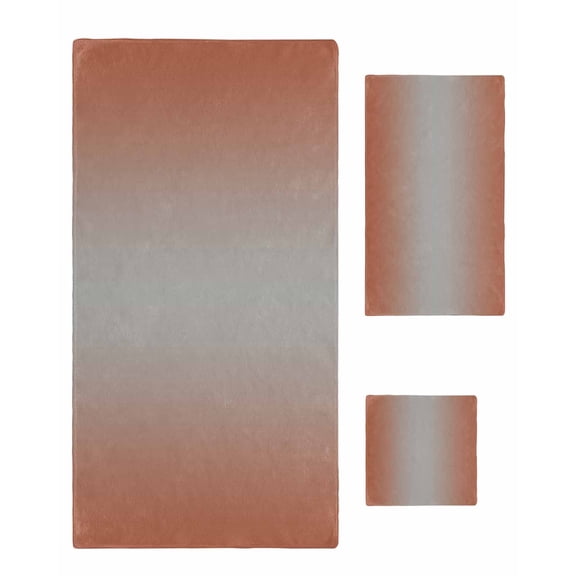 Dark Orange Grey Ombre Towel Set of 3, Soft Microfiber Bath Towels, Hand Towel, Washcloths, Modern Gradient Abstract Art Quick-Dry Absorbent Towels for Bathroom Kitchen Hotel Beach Gym Spa