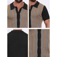 thumbnail image 7 of DARING DIVA Men's Striped Short Sleeves Button Down Jacquard Polo Shirts XL Black, 7 of 7