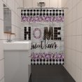 thumbnail image 3 of 72x84 Inch Sweet Home Farmhouse Fabric Shower Curtain Flowers Plaid Checkered Waffle Bathtub Curtain Rustic Wooden Plank Long Shower Curtains for Kids Bathroom Decor Waterproof with Hooks, 3 of 6