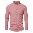 thumbnail image 2 of Blusa y camisa de manga larga con cuello alto para hombre, informal, con botones y rayas, blusa de manga larga con cuello alto, blusa para hombre, 2 of 9