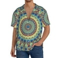 thumbnail image 3 of Easygdp Round Mandala1 Men's Casual Short-sleeved Shirt with Pocket and Button Suitable for Beach Vacation Leisure - X-Large, 3 of 7