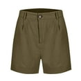 thumbnail image 3 of LIIPEE Women Shorts Casual Summer Solid Color Linen Buttons Loose Fit Elastic Waist Shorts With Pockets Ladies Comfortable Breathable Soft Daily Shorts,Coffee,M, 3 of 5