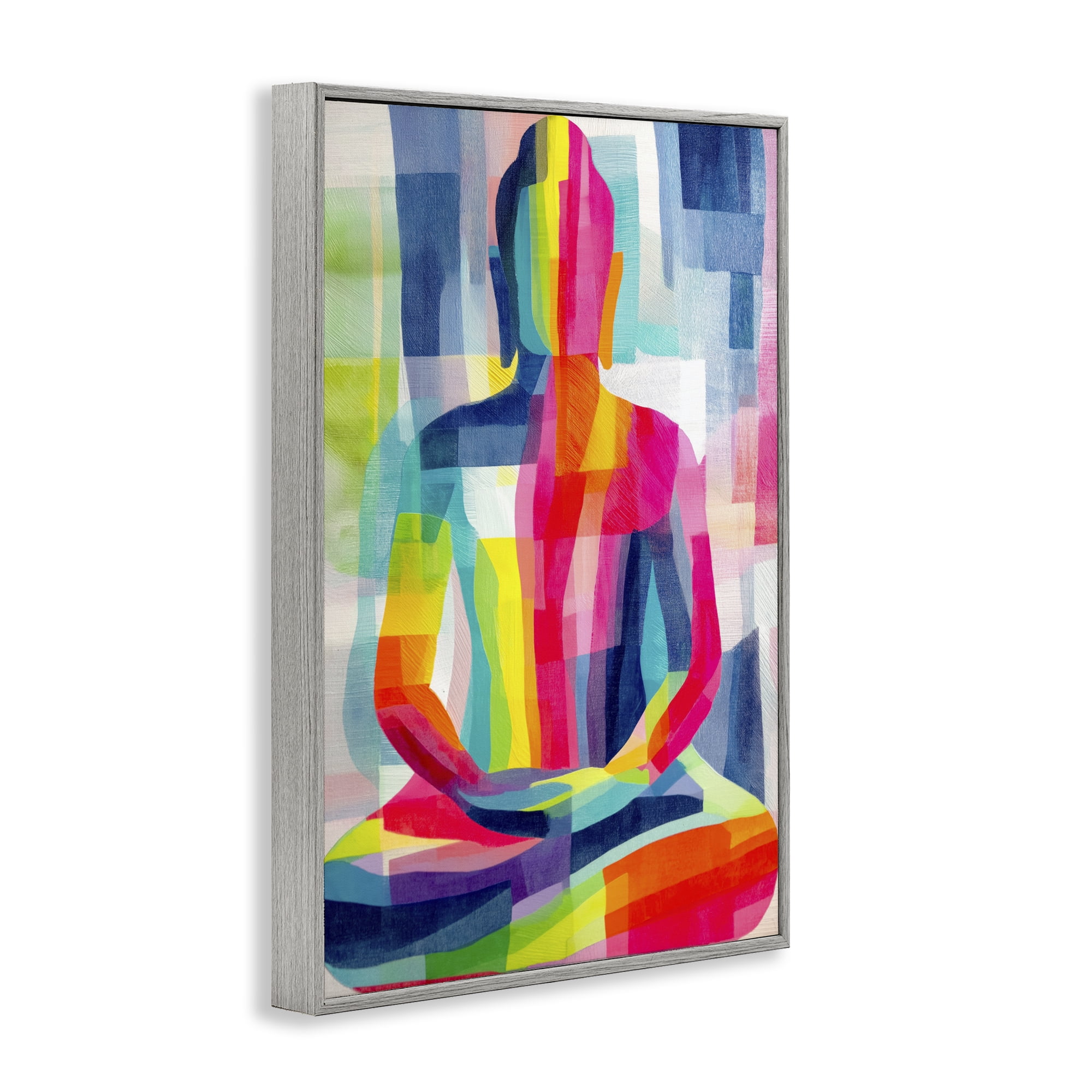 Stupell Industries Geometric Buddha In Spectrum Gray Framed Giclee Art, design by Chromatic Storm Studio