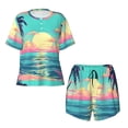thumbnail image 4 of Picia Retro Palm Beach Sunset Pajamas Sets for Women Soft Short-Sleeved Pjs with Lounge Shorts Two Piece Sleepwear-4X-Large, 4 of 9