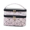thumbnail image 4 of Double Layer Cosmetic Bag Make up Organizer with Handle Waterproof Travel Cosmetic Bag Toiletry Bag for Traveling Activities Pink, 4 of 9