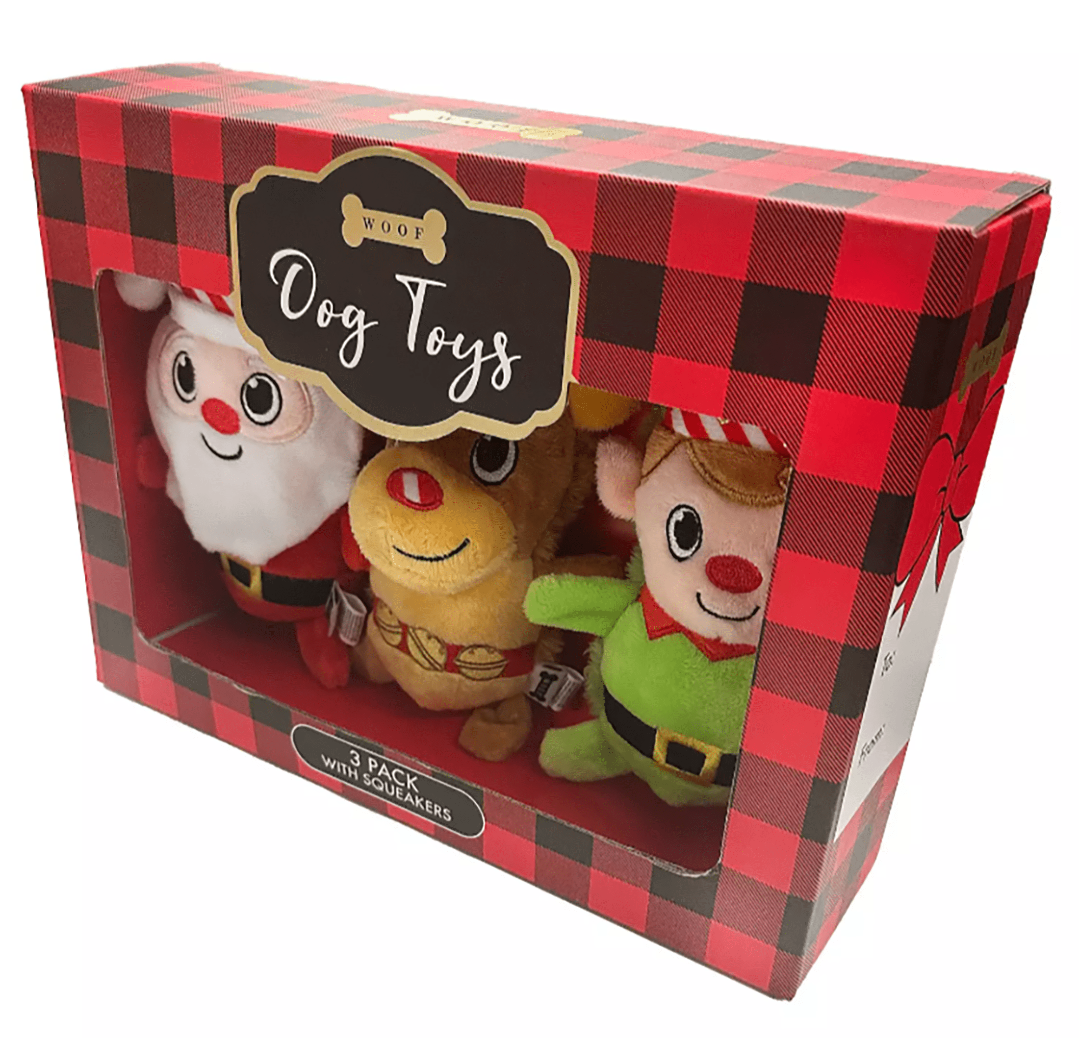 Woof Santa, Reindeer & Elf Dog Toys 3-piece Christmas Gift Set