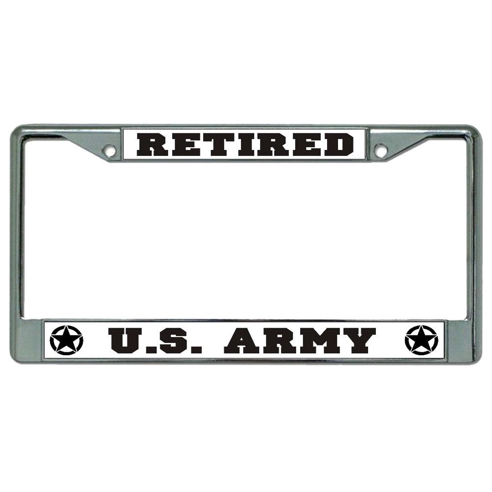 U.S. Army Retired 3 Chrome License Plate Frame