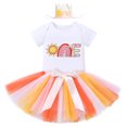 thumbnail image 2 of IBTOM CASTLE Baby Girls Boho Rainbow Sun 1st Birthday Outfit Romper Tutu Skirt Headband 3PCS Clothes Set for Cake Smash Photo Prop, 2 of 8