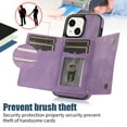 thumbnail image 3 of Dteck Crossbody purse for iPhone 15 Plus,Magnetic Leather Diamond Glitter Case Card Pocket Shockproof Rubber Kickstand Cover with Adjustable Shoulder Strap for Women,Purple, 3 of 8