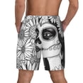 thumbnail image 2 of Lsque Mens Swim Trunks Floral Sugar Skull Portrait Pattern - Bathing Suit Compression Liner - Beach Swim Shorts Swimwear - (S-3XL) - Stretch Quick Dry -3X-Large, 2 of 9