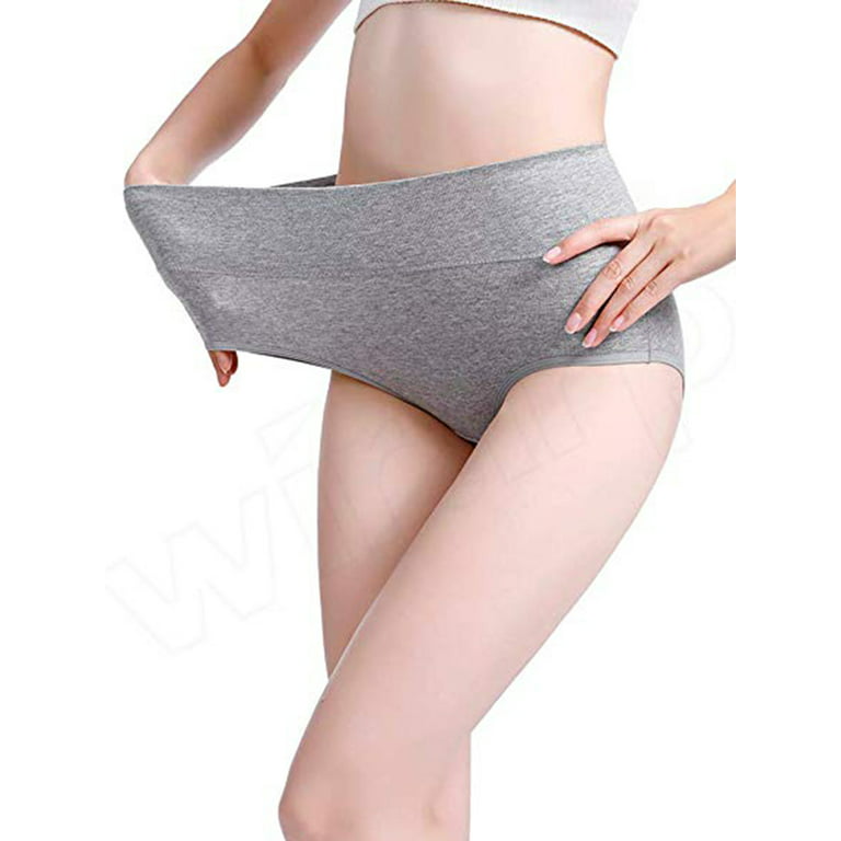 Womens Plus Size Cotton Briefs High Waist Underwear Tummy Control C Section  Recovery Soft Stretch Cotton Hipster Brief Panties Underwear - 4 Pack