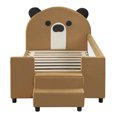 thumbnail image 6 of Twin Size Daybed with Storage, Velvet Upholstered Daybed with Bear Shaped Headboard, Hydraulic System, Breathable Mesh Fence, Wood Frame Daybed, Brown, 6 of 7