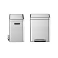 thumbnail image 4 of Dual Compartment Stainless Steel Trash Can – 40L (2x20L) Step-On Indoor Recycling Bin, Removable Buckets, Fingerprint-Proof Lid, Rectangular Waste Container Silver – 20L*2 37.60*42.80*57.70cm, 4 of 8