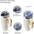 thumbnail image 2 of 40 oz Tumbler with Handle and Straw Stainless Steel Vacuum Insulated Water Bottle for Hot or Cold Beverages Coffee Mug with Leakproof Straw Lid Sliding Lid  for Women&Men (White), 2 of 6