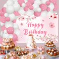 thumbnail image 6 of Cherry Blossom Birthday Party Decorations, Pink Sakura Happy Birthday Backdrop and Balloon Garland Arch Kit, Floral Background Bday Baby Shower Party Supplies ﻿, 6 of 6