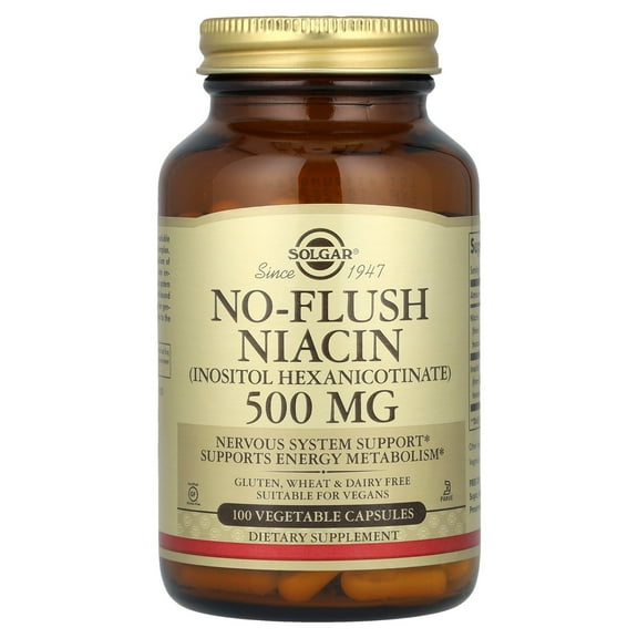Solgar No-Flush Niacin (Inositol Hexanicotinate) 500 mg  - 100 Veg Capsules