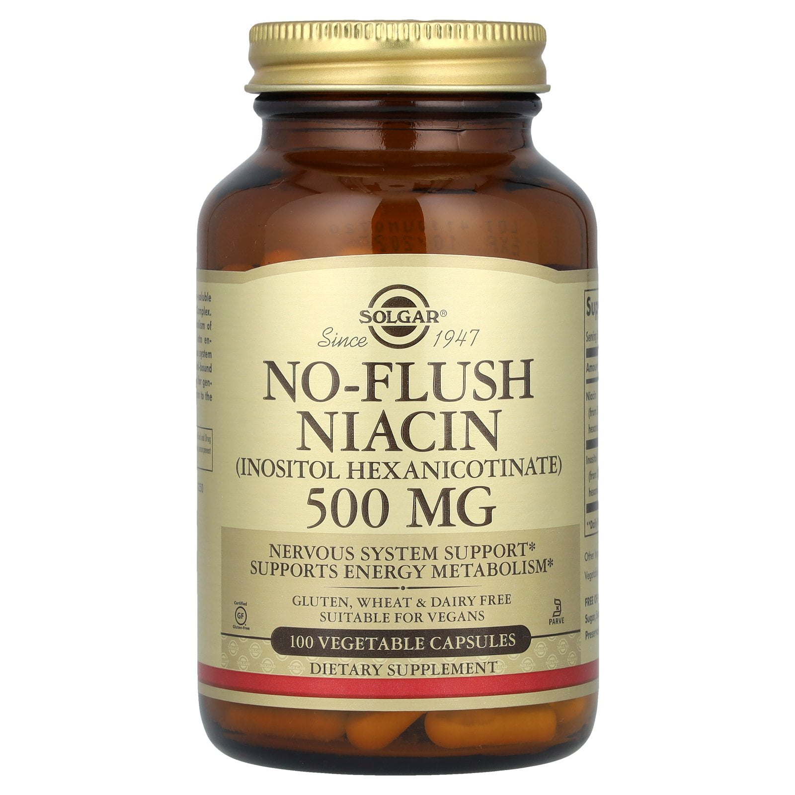 Solgar No-Flush Niacin (Inositol Hexanicotinate) 500 mg - 100 Veg Capsules