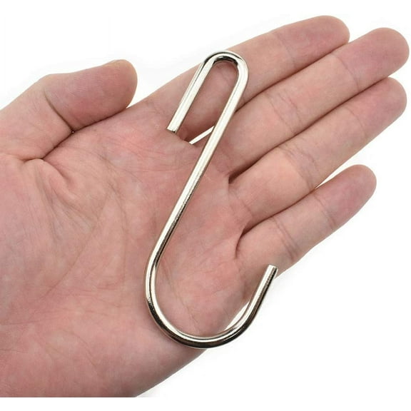 Large S Hooks Anti-Rust Hang Iron Cast Pots and Pans from Wire Rack Shelf Narrow End Don't Come Off 7 Pack 3.7" Length Solid Metal Hang Tools Kitchenware Belt Handbag in Closet Pantry Garden
