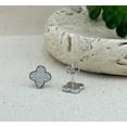 thumbnail image 4 of Om Jewels 14K White Gold Plated Moissanite Round Cut Women's Clover Leaf Push Back Stud Earrings, 4 of 6