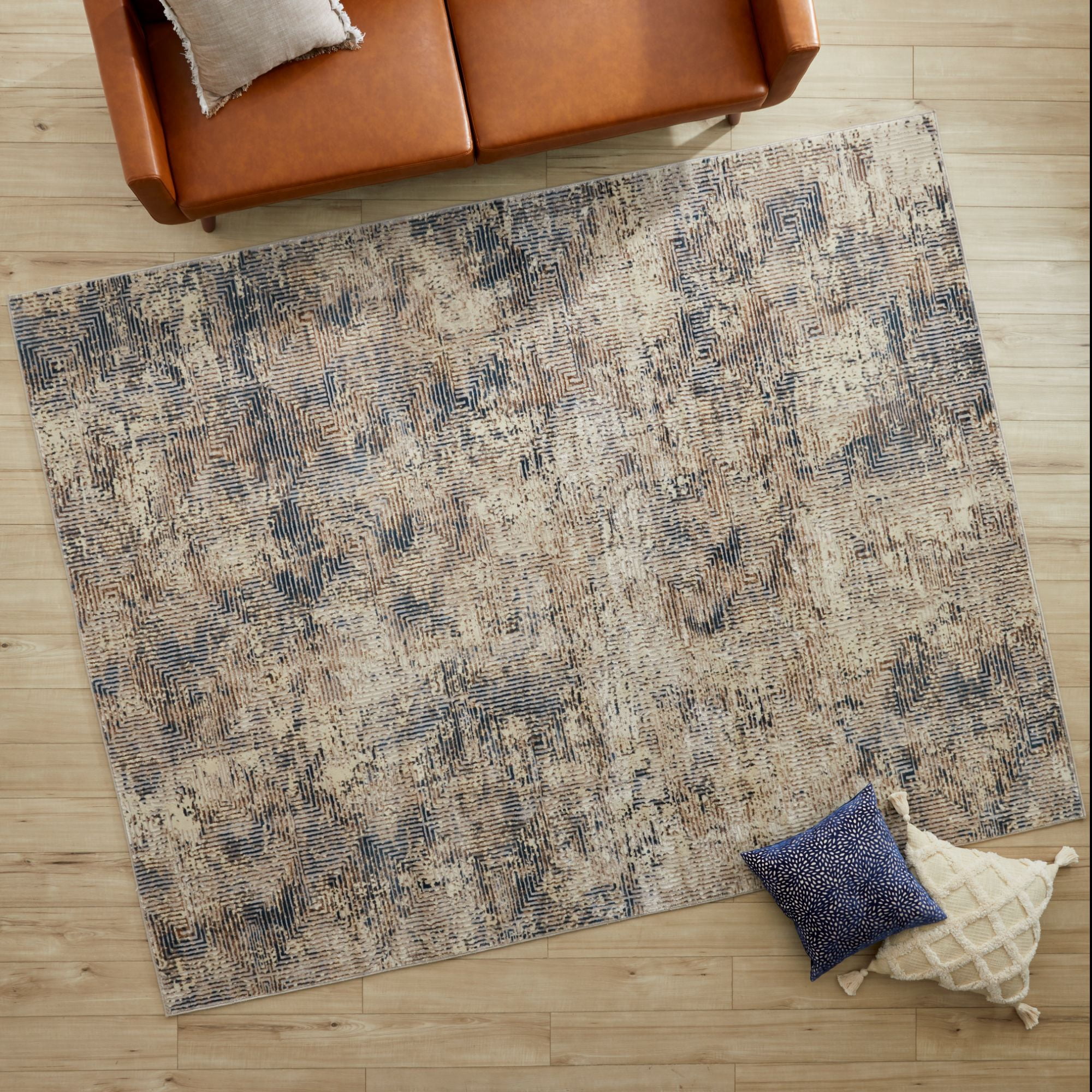 Better Homes & Gardens Square Abstract Area Rug, Blue, 5'x7'