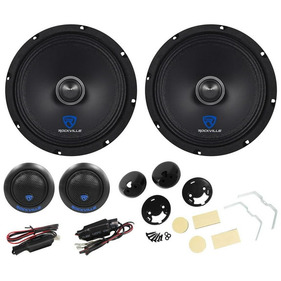 Pair Rockville 8" Component Car Speakers w/Kevlar Cones Silk Dome Neo Tweeters
