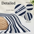 thumbnail image 6 of Navy Blue White Striped Throw Pillow Cover, Pillowcase Protectors with Zipper, Breathable Decorative Lumbar Pillow Case Cover, Grey Farmhouse Stripe Abstract Art Pillow Shams for Couch Sofa 16x24Inch, 6 of 8