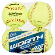 (4 Pack) Worth 12 Yellow Practice Slowpitch Softballs