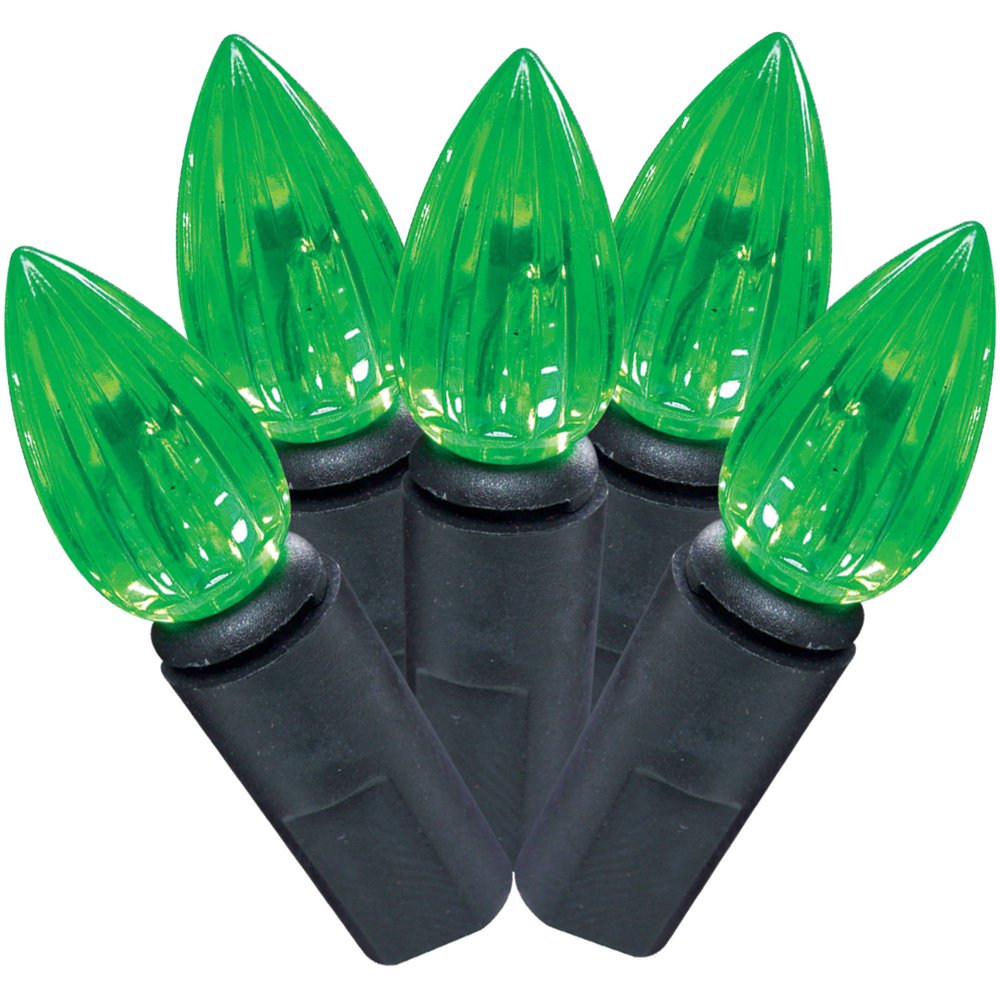 Halloween LED Vertical Cut C3 Lights, Green, 50pk