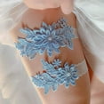 thumbnail image 3 of Conjunto de ligas de boda, Liga nupcial de encaje, Liga Floral elástica para novia, azul y blanco, ligera, muy cómoda de llevar, 3 of 5