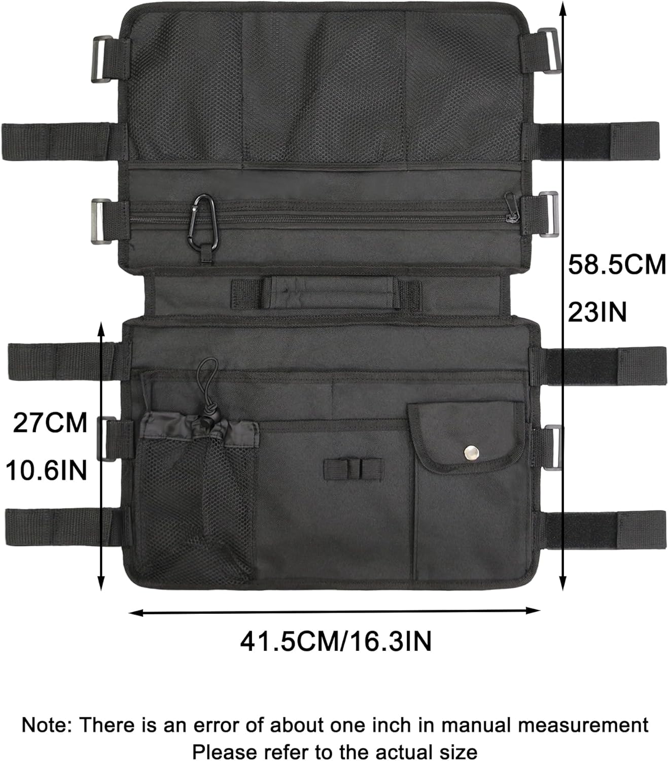 Upgraded Walker Bag for Folding Walker, Double Sided Walker Basket with Multi Pockets Cup Phone Holder Large Capacity Storage Basket for Seniors Walkers, Rollators
