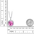 thumbnail image 6 of Gem Stone King 925 Sterling Silver Cushion Pink Created Sapphire and White Moissanite Pendant Necklace for Women (15.75 Cttw, with 18 inch Chain), 6 of 6