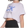 thumbnail image 3 of Calvin Klein Performance Womens Cropped Logo T-Shirt White Hyacinth L, 3 of 3