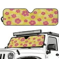 thumbnail image 5 of Uorisanigo Windshield Sunshade Pink Hibiscus Yellow Sun Visor for UV Rays & Heat Protection, Suitable for Rubicon Sahara TJ JK JKU 2 Door & 4 Door Auto Sun Heat Shield for Jeep Wrangler, 5 of 7