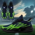 thumbnail image 2 of Coolcustomize Men's Plus Size Sneakers - Bold Green Flame Pattern Trainers, Cushioned Midsole & EVA Sole for Gym, Running, Walking - All-Season Low-Top Lace-Up Running Shoes in Neon Green, 2 of 9