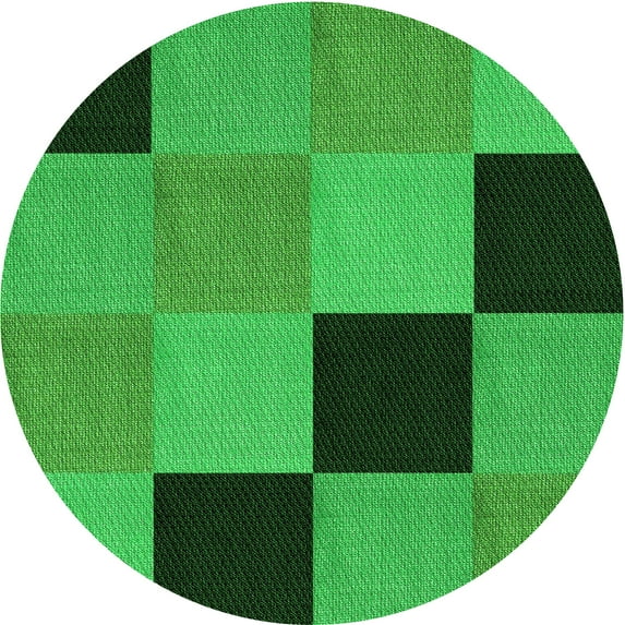 Ahgly Company Indoor Round Patterned Green Area Rugs, 6' Round