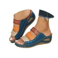 thumbnail image 2 of IUJSOY Women's Bohemia Wedge Sandals Cutout Open Toe Summer Slides Comfortable Slip on Sandals, 2 of 9