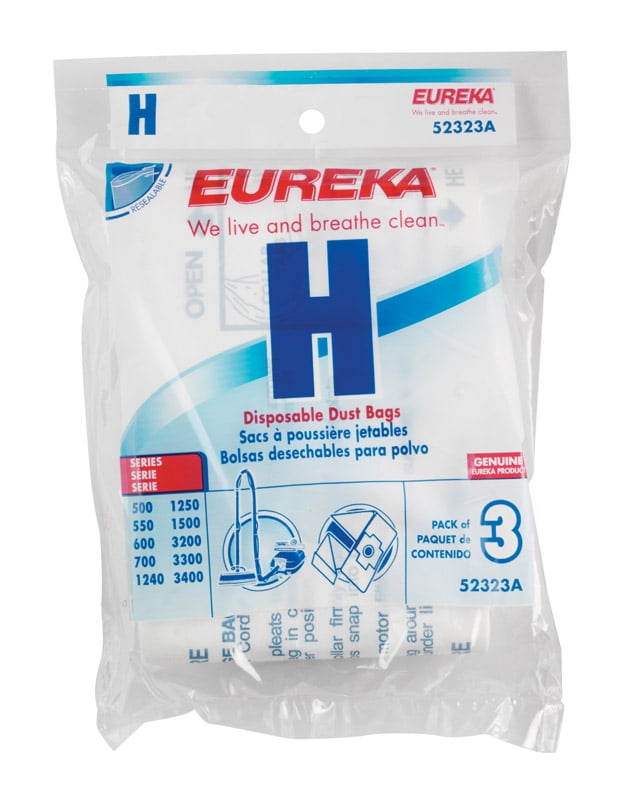3 Vacuum Bags GENUINE EUREKA Type H for Canisters Part 52323B 