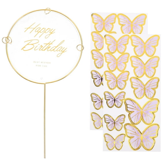 HEMOTON Purple Butterfly Cake Toppers for Birthday Parties Decorative Plastic Picks Fits Cupcakes and Cakes