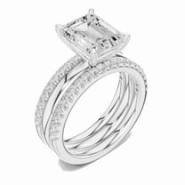 Zuwelria 2.40 Carat New Design Emerald Shape Moissanite Diamond Engagement Ring - Bridal Ring - Promise Ring | 18K White Gold Over Sterling Silver | D/VVS1 Size 5