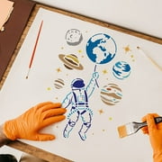 Astronaut Stencils Plastic Outer Space Theme Drawing Painting Stencils Planet Earth Star Pattern Wall Stencils Reusable Stencils